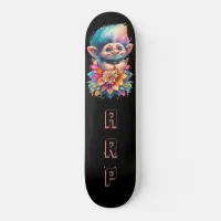 *~* Floral Sweet Troll AP89 Neon Rainbow Initials Skateboard