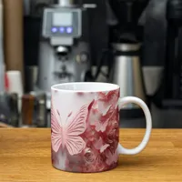 Whimsical Wings: 3D Pink Butterfly Coffee Mug