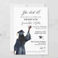 Modern Minimalist Photo She Did It Graduation Invitation