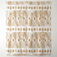 Caribbean Tribal Mudcloth: White, Gold Tapestry