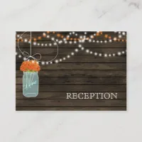 Barnwood Rustic orange mason jars reception invite