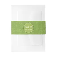 Watercolor Tropical Round Label Green ID577 Invitation Belly Band