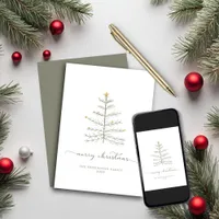 Simple Merry Christmas Tree Script Typography Holiday Card