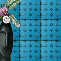 Blue & Indigo Pattern in Ornamental Mosaic Style Ceramic Tile