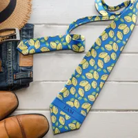 Lemon Vibrant Modern Bold Add Initials Novelty Fun Neck Tie