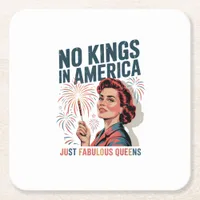 No Kings In America Fabulous Queens Pride 2025 Des Square Paper Coaster