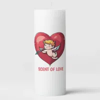 Cupid on Red Heart Pillar Candle