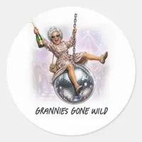 Grannies Gone Wild Funny Disco Ball Bachelorette Classic Round Sticker