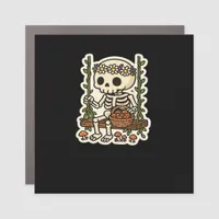 Cottagecore Skeleton With Flower Crown Car Magnet