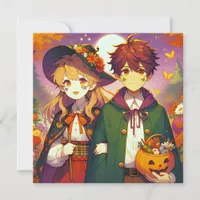 Anime Kid's in Halloween Costumes Invitation