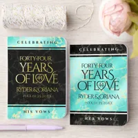 Elegant 44th Turquoise Wedding Anniversary Foil Vow Books
