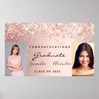 Graduation party photo rose gold poster