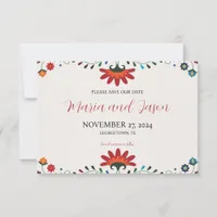 Mexican Folk Art Floral Botanical Fiesta Wedding Save The Date