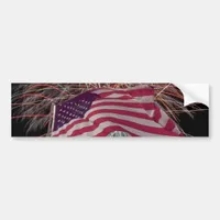 American Flag and Fireworks Bumper Sticker