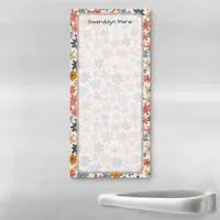 Retro Floral Pattern Illustration Personalized  Magnetic Notepad