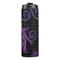 Vintage Black and Purple Damask Harlequin Pattern Thermal Tumbler