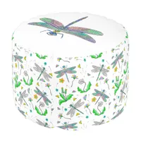 Dragonflies and Dandelions  Pouf