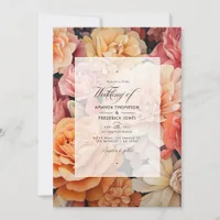 Tan, Peach and Sand Floral Wedding Invitation