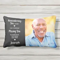 Memorial Remembrance Sympathy Faux Leather 2 Photo Lumbar Pillow