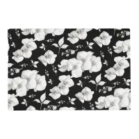 Watercolor White Orchid on Black | Placemat