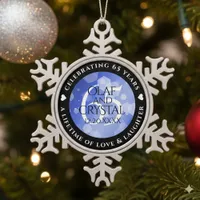 Elegant 65th Blue Sapphire Wedding Anniversary Snowflake Pewter Christmas Ornament