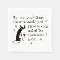 Wine Should Know Funny Quote with Cat Napkins