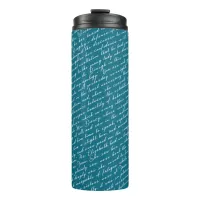 Teal Jane Austen Pride Prejudice Netherfield Ball Thermal Tumbler