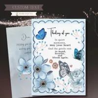  Blue Watercolor Floral Butterfly Thinking of you  Holiday Card