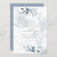 ALL in ONE Wedding Watercolor Blue Invitation