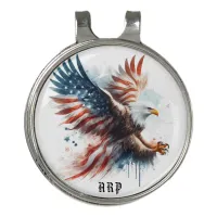 *~* AP16 Golfer American Flag Bald Eagle Initials Golf Hat Clip