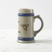 Gold Love with Interlocking Hearts Wedding Stein