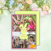 Fluo Happy Easter Bunny Ears 4 Photos Collage Holiday Card