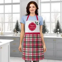 Tartan pattern and holly christmas chef Apron