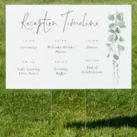 Modern Eucalyptus Wedding  Reception Timeline Sign