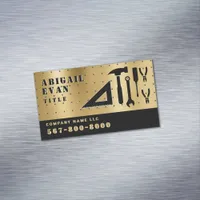 Professional Metallic Gold Repair Tools Handyman Business Card Magnet