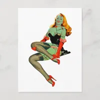Halloween Retro Zombie Matching Dress and Shoes Postcard