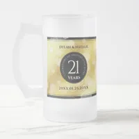 Elegant 21st Brass Wedding Anniversary Celebration Frosted Glass Beer Mug