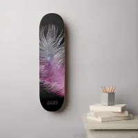 *~* Midnight Sky Pastel Boho Cosmic Feather  Skateboard