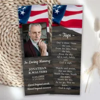Premium USA Flag Photo Memorial Prayer Bookmark