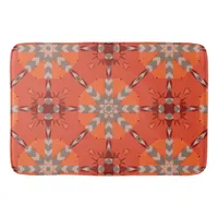 Red Orange Grey Ethnic Bohemian Folk Art Pattern  Bath Mat