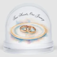 Two Hearts One Jouney Golden Wedding Rings  Snow Globes