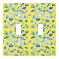 Under the Sea Blue Watercolor on yellow | Light Switch Cover