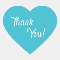 Aqua Beach Wedding Heartshape Thank You Stickers  
