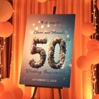 Elegant Floral 50th Wedding Anniversary  Foam Board