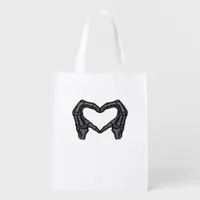 Skeleton Hands Forming A Heart  Grocery Bag