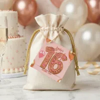 Blush Pink Rose Gold Sweet 16 Birthday Thank You Favor Tags