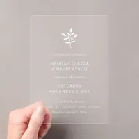 Rustic Terracotta Simple Modern Botanical Wedding Acrylic Invitations