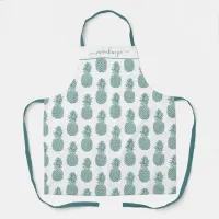 Girly Aqua Teal Sparkle Glitter Pineapple Apron