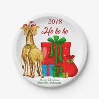 Ho Ho Ho Christmas Giraffes Paper Plates