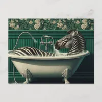 Funny Bathtub Zebra Postcard